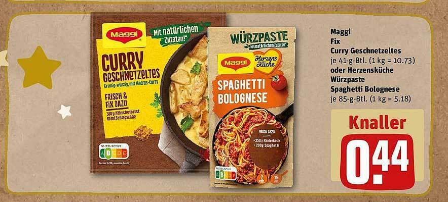 Maggi Fix Curry Geschnetzeltes Oder Herzensk Che W Rzpaste Spaghetti