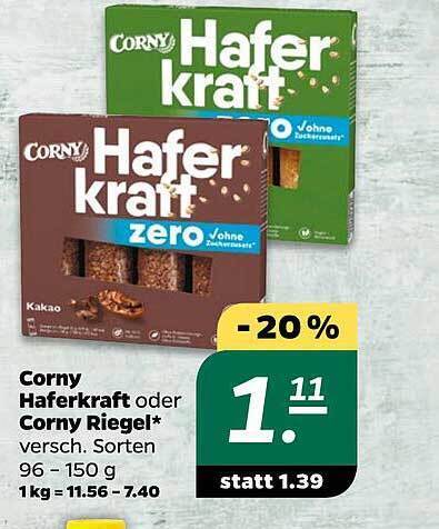 Corny Haferkraft Oder Corny Riegel Angebot Bei Netto