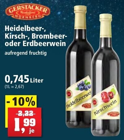 Gerstacker Heidelbeer Kirsch Brombeer Oder Erdbeerwein 0 745 Liter