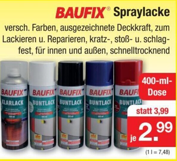 Baufix Spraylacke 400 Ml Dose Angebot Bei Zimmermann