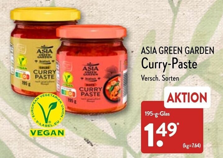 Asia Green Garden Curry Paste 195 G Glas Angebot Bei Aldi Nord