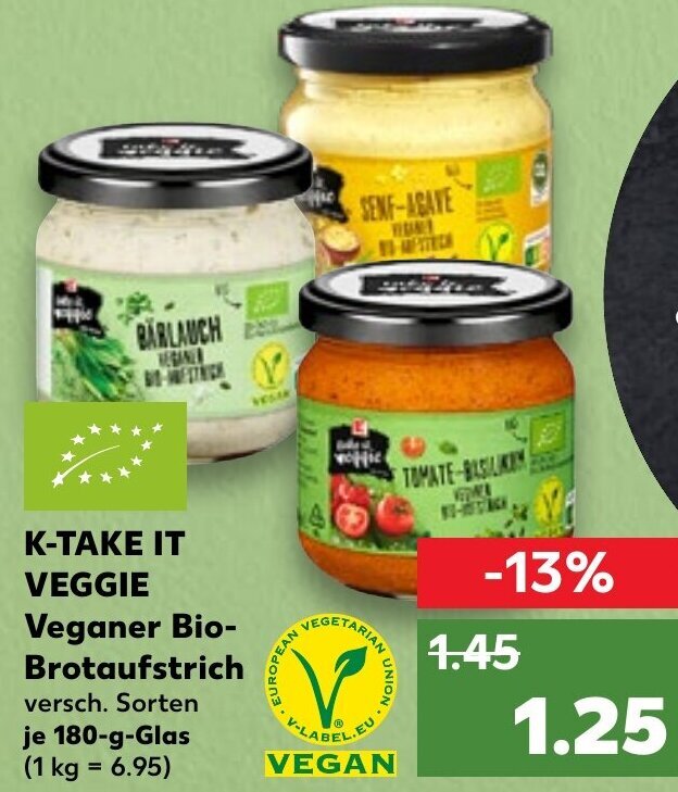 K Take It Veggie Veganer Bio Brotaufstrich 180 G Glas Angebot Bei Kaufland