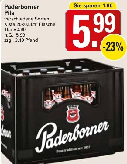 Paderborner Pils Kiste 20x0 5Ltr Flasche Angebot Bei WEZ