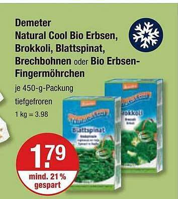 Demeter Natural Cool Bio Erbsen Brokkoli Blattspinat Brechbohnen