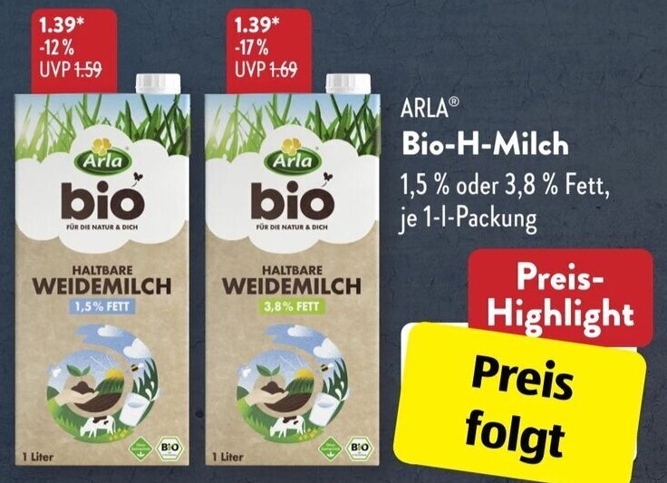 Arla Bio H Milch L Packung Angebot Bei Aldi S D