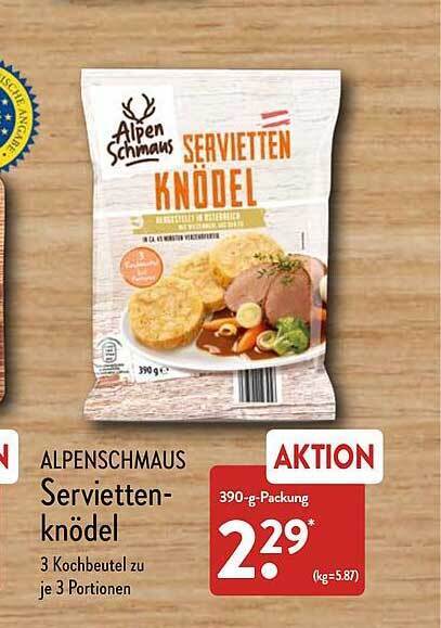 Alpenschmaus servietten knödel Angebot bei Aldi Nord