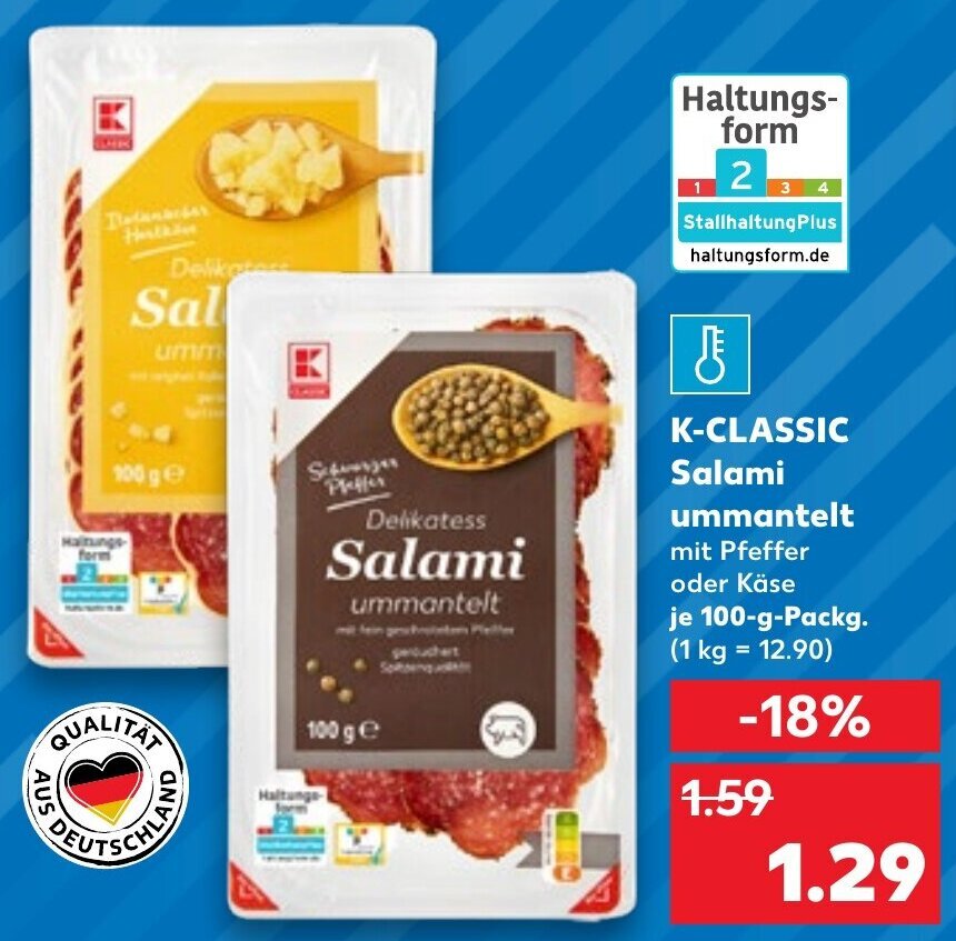 K Classic Salami Ummantelt 100 G Packg Angebot Bei Kaufland