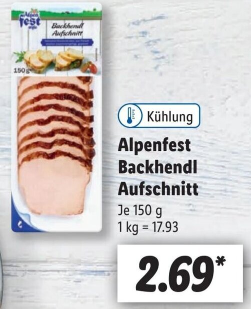 Alpenfest Backhendl Aufschnitt 150 G Angebot Bei Lidl