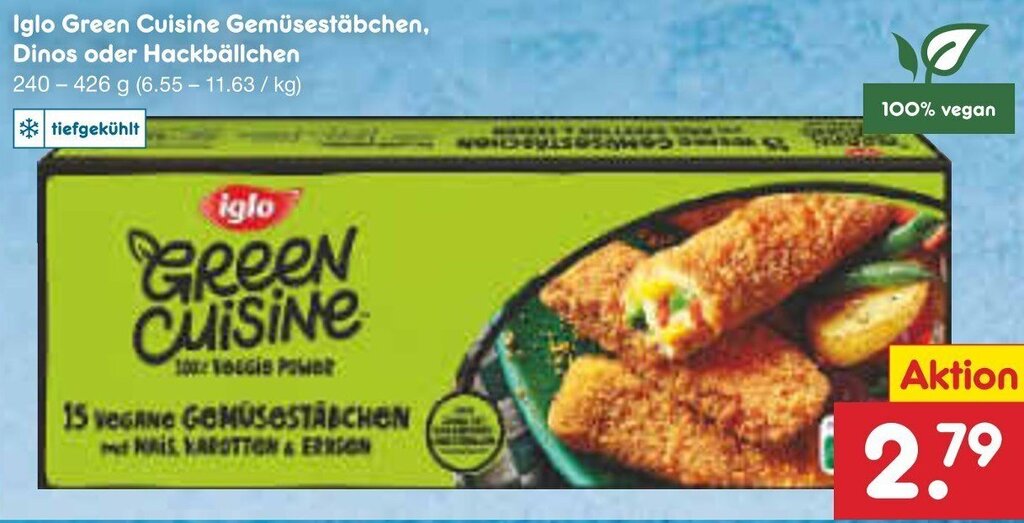 Iglo Green Cuisine Gemüsestäbchen Dinos oder Hackbällchen 240 426 g