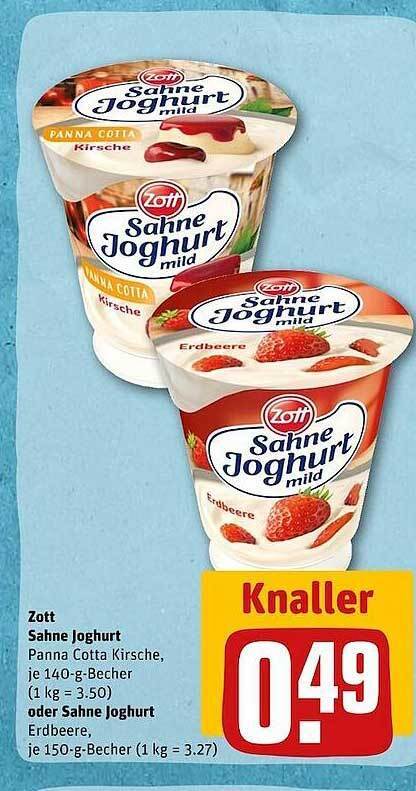 Zott Sahne Joghurt Oder Sahne Joghurt Angebot Bei Rewe