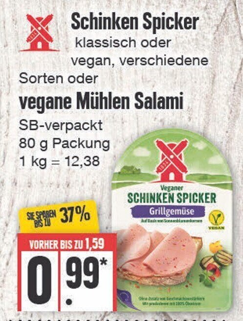 Schinken Spicker Oder Vegane M Hlen Salami G Packung Angebot Bei