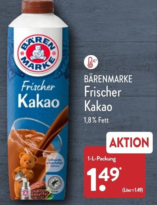 Bärenmarke Frischer Kakao 1 L Packung Angebot bei Aldi Nord