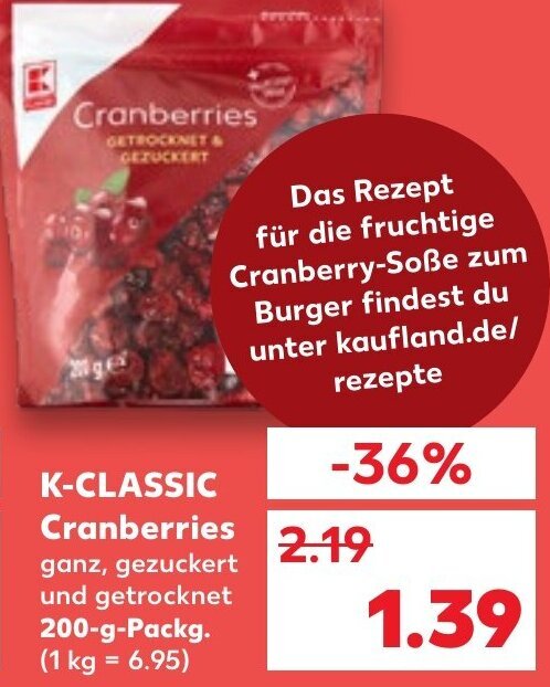 K Classic Cranberries 200 G Packg Angebot Bei Kaufland