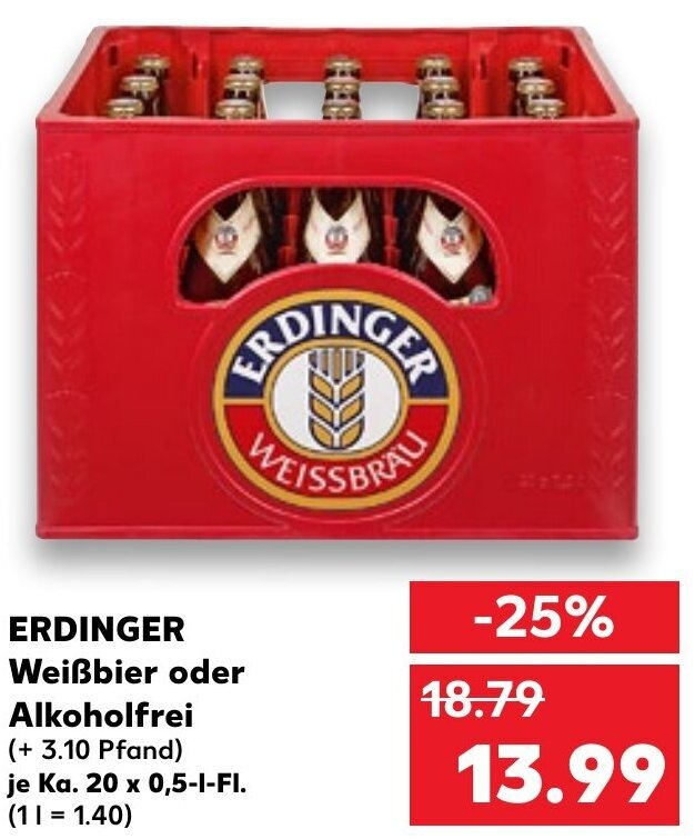 Erdinger Wei Bier Oder Alkoholfrei Ka X L Fl Angebot Bei Kaufland