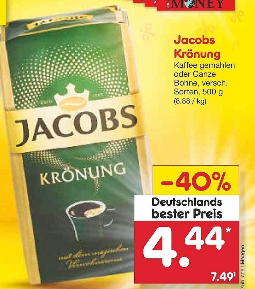 Jacobs Kr Nung Kaffee Gemahlen Oder Ganze Bohne Angebot Bei Netto