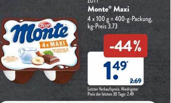 Zott Monte Maxi Angebot Bei Aldi S D