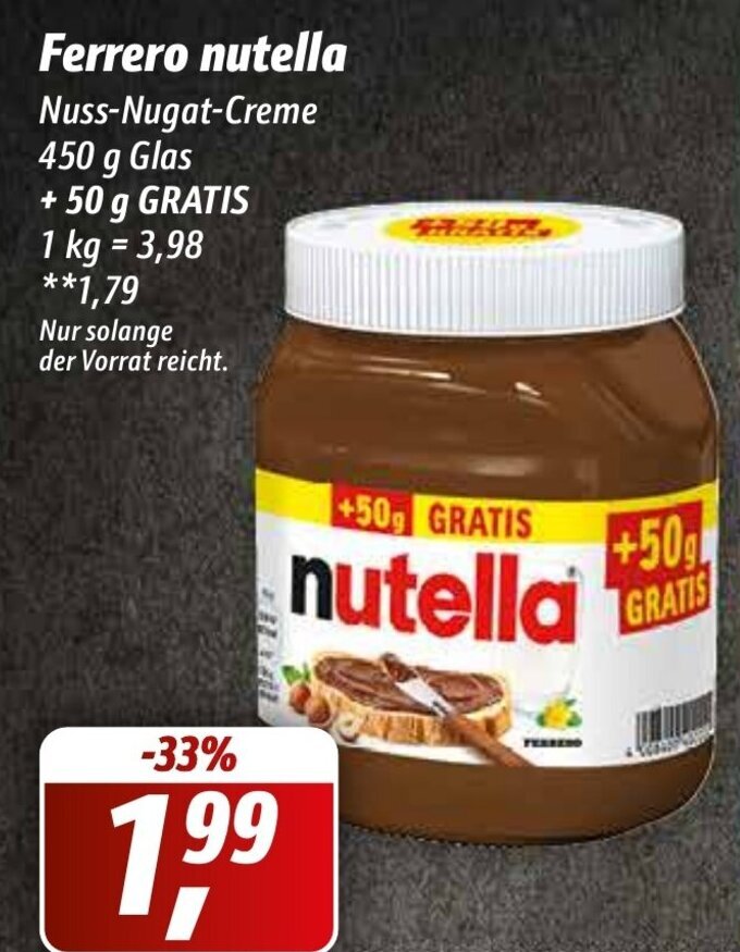 Ferrero Nutella 450 G Glas Angebot Bei Simmel