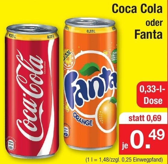 Coca Cola Oder Fanta 0 33 L Dose Angebot Bei Zimmermann