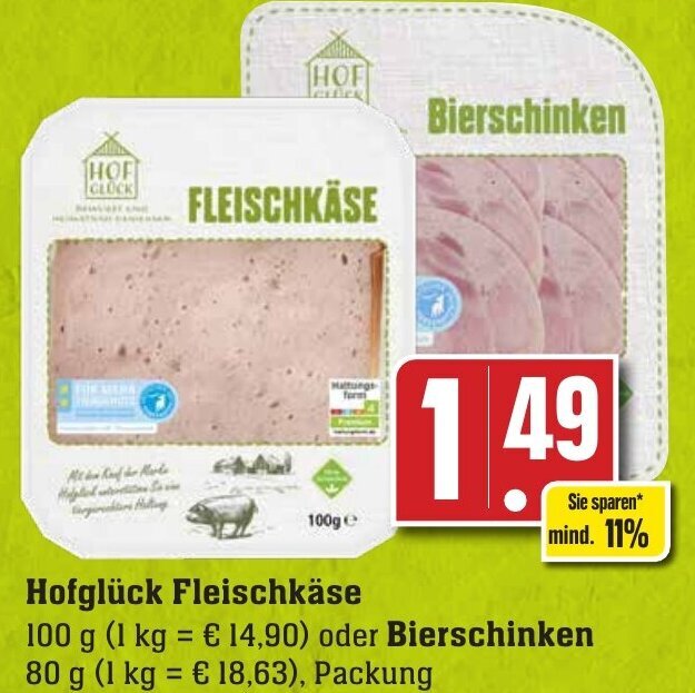 Hofgl Ck Fleischk Se G Oder Bierschinken G Packung Angebot Bei