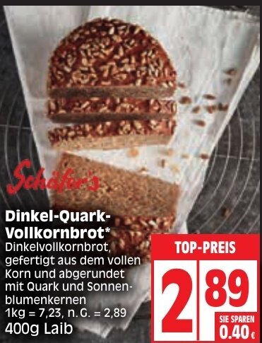 Sch Fer S Dinkel Quark Vollkornbrot G Laib Angebot Bei Edeka