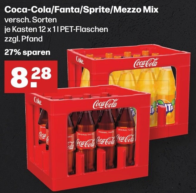 Coca Cola Fanta Sprite Mezzo Mix Kasten X L Pet Flaschen Angebot Bei