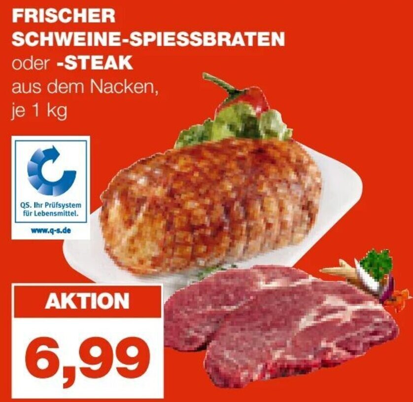 Frischer Schweine Spiessbraten Oder Steak 1 Kg Angebot Bei Mein Real