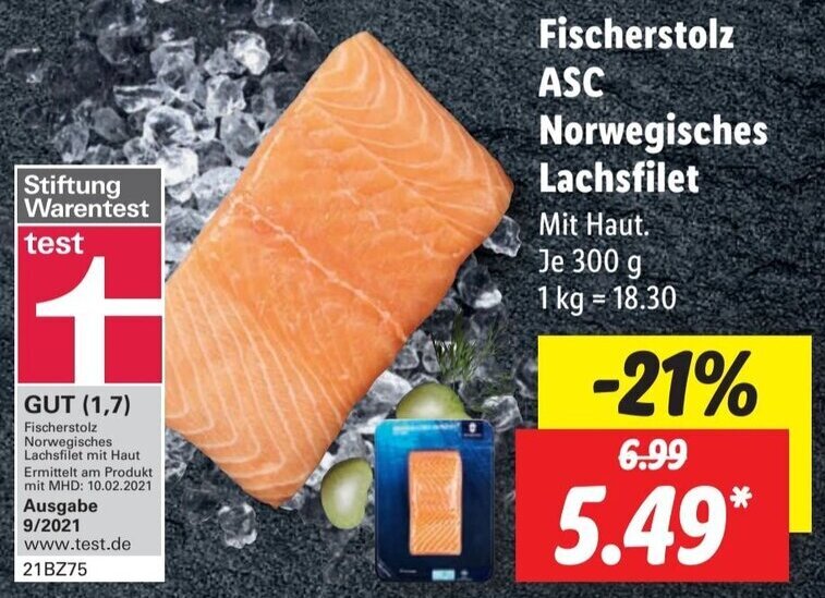 Fischerstolz ASC Norwegisches Lachsfilet 300 G Angebot Bei Lidl