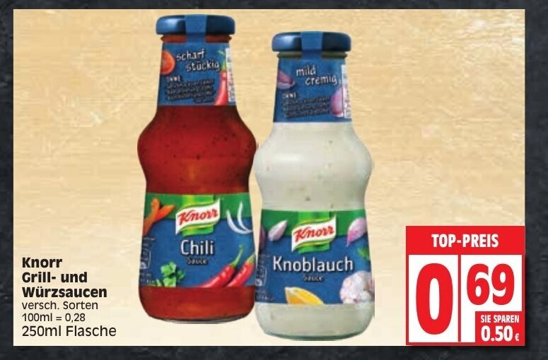 Knorr Grill und Würzsaucen 250ml Angebot bei Edeka