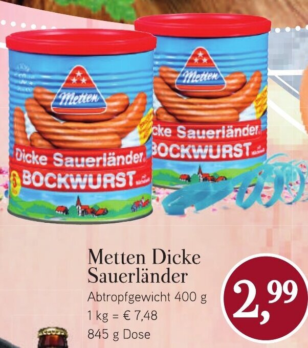 Metten Dicke Sauerl Nder G Dose Angebot Bei Dornseifer