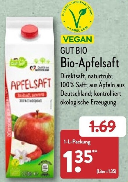 Gut Bio Bio Apfelsaft L Packung Angebot Bei Aldi Nord