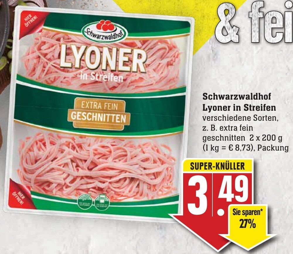 Schwarzwaldhof Lyoner In Streifen 2x200 G Packung Angebot Bei Edeka Neukauf