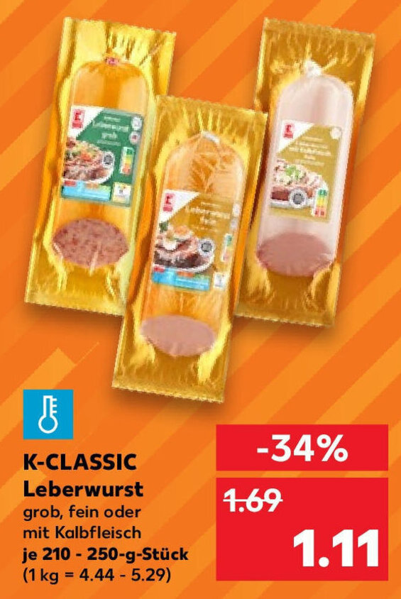 K Classic Leberwurst G St Ck Angebot Bei Kaufland