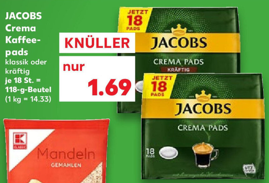 Jacobs Crema Kaffeepads G Beutel Angebot Bei Kaufland