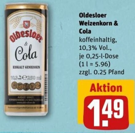 Oldesloer Weizenkorn Cola 0 25 L Dose Angebot Bei REWE Center