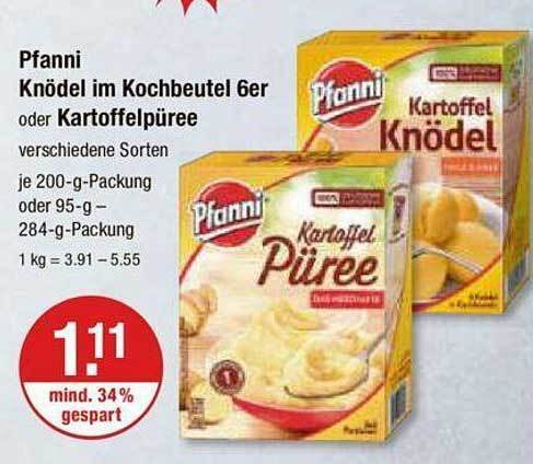 Pfanni knödel im kochbeutel 6er oder kartoffelpüree Angebot bei V Markt