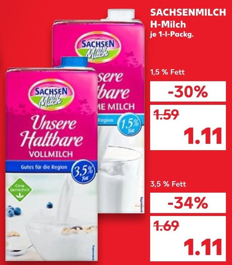 Sachsenmilch H Milch L Packg Angebot Bei Kaufland