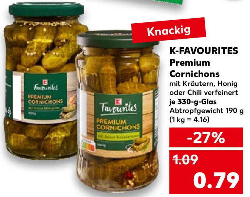 K Favourites Premium Cornichons 330 G Glas Angebot Bei Kaufland