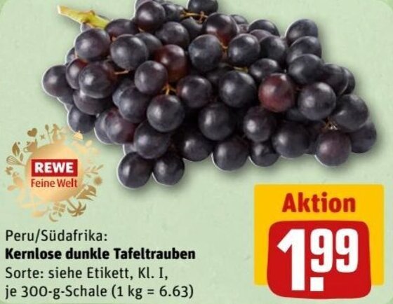 Kernlose Dunkle Tafeltrauben 300 G Schale Angebot Bei REWE Center