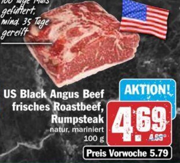 Us Black Angus Beef Frisches Roastbeef Rumpsteak G Angebot Bei Hit