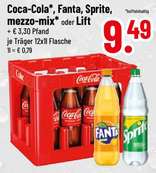 Coca Cola Fanta Sprite Mezzo Mix Oder Lift 12x1 L Flasche Angebot