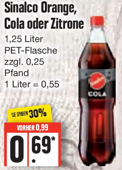 Sinalco Orange Cola Oder Zitrone Liter Pet Flasche Angebot Bei Edeka