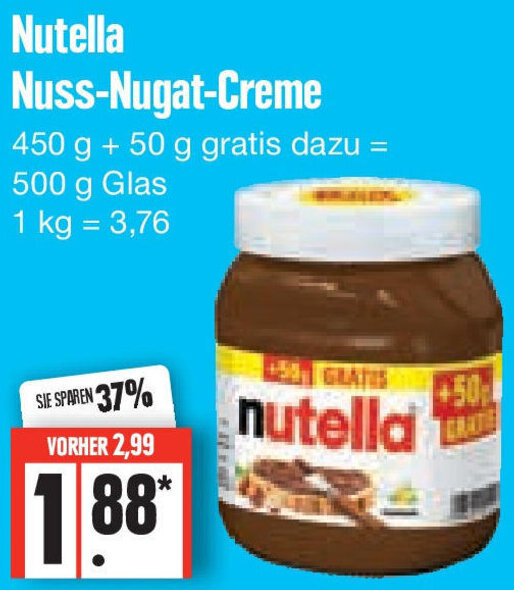 Nutella Nuss Nugat Creme G Glas Angebot Bei Edeka