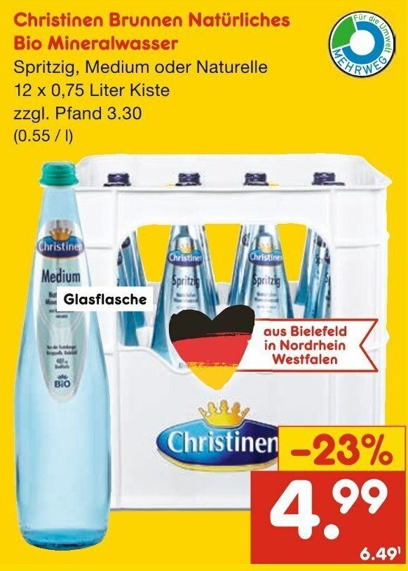 Christinen Brunnen Nat Rliches Bio Mineralwasser X Liter Kiste