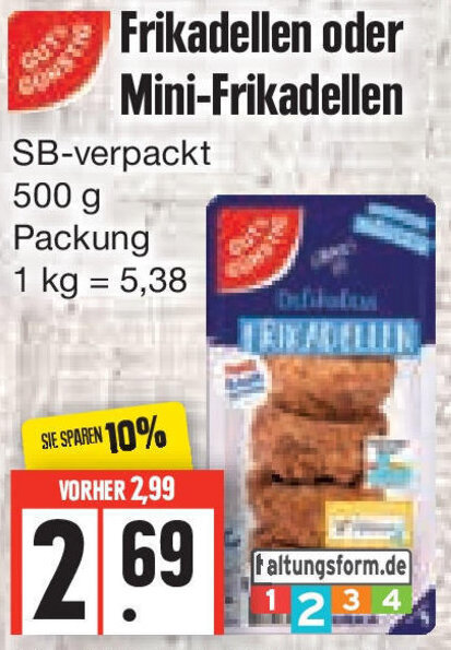 Gut Günstig Frikadellen oder Mini Frikadellen 500 g Packung Angebot