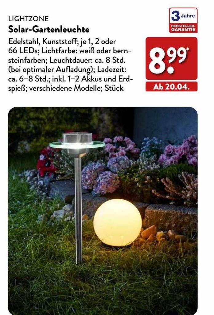 Lightzone Solar Gartenleuchte Angebot Bei Aldi Nord