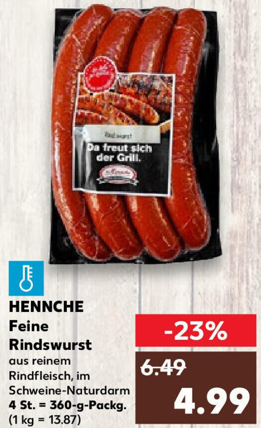 Hennche Feine Rindswurst 360 G Packg Angebot Bei Kaufland