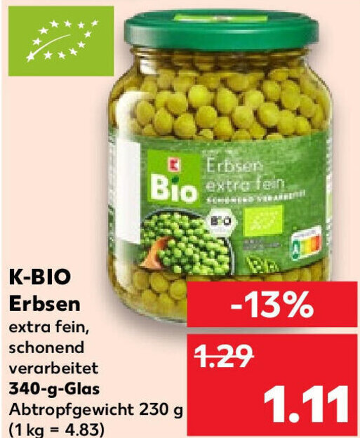 K Bio Erbsen G Glas Angebot Bei Kaufland