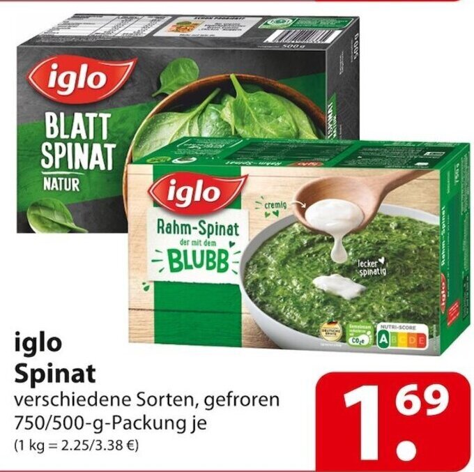 Iglo Spinat 750 500 G Packung Angebot Bei Famila Nord Ost