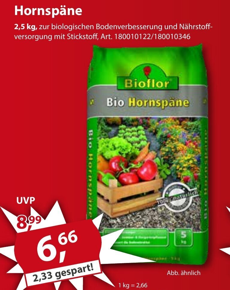 Bioflor Hornspäne 2 5 kg Angebot bei Sonderpreis Baumarkt