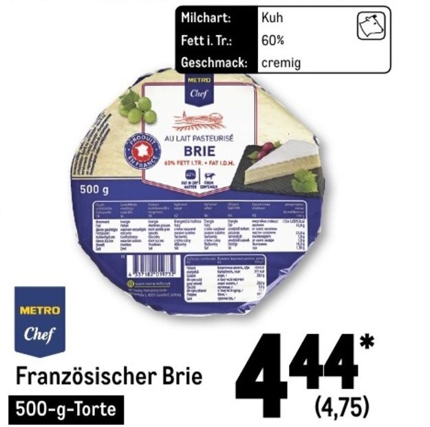 Metro Chef Französischer Brie 500 g Torte Angebot bei METRO